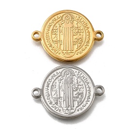 304 подвески-крестики в виде медали святого Бенедикта из нержавеющей стали, плоские круглые ссылки
