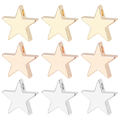 18 piezas 3 colores dijes de latón, larga duración plateado, estrella