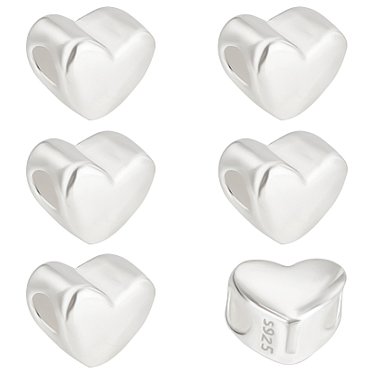 6 шт. 925 бусины из стерлингового серебра, сердце