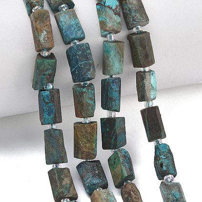 Природные хризоколлу бисер нитей, граненые, колонка, с бисером