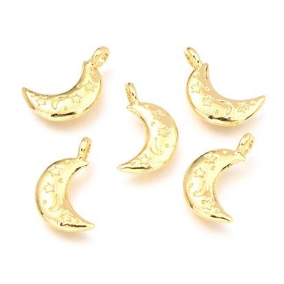 Pendentifs en alliage, plaqué longue durée, avec anneau de saut, lune avec étoile