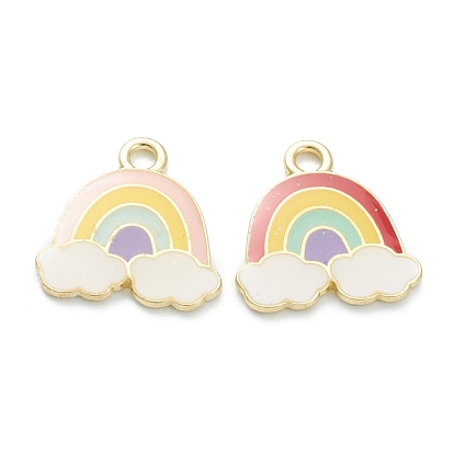 Alloy Enamel Pendants, for DIY Accessories, Rainbow, Light Gold, Lead Free & Cadmium Free