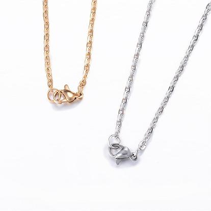 304 Stainless Steel Cable Chain Necklaces, with Lobster Claw Clasps