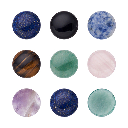 14шт 7 стиль натуральный смешанный драгоценный камень кабошоны, плоско-круглые