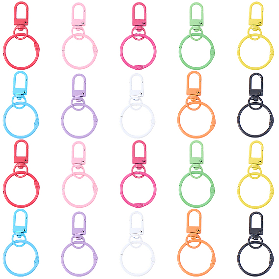 20 шт. 10 цвета, окрашенные распылением, поворотные застежки из цинкового сплава, с застежкой для ключей