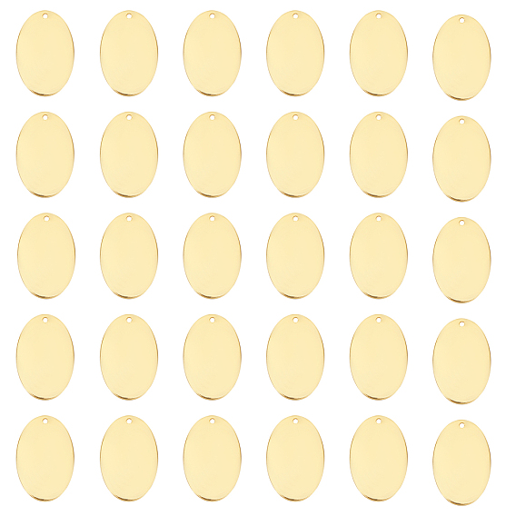 Brass Pendants, Stamping Mirror Polished Finish Blank Tag, Oval