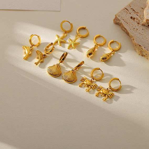 Серьги из 304 нержавеющей стали, золотые