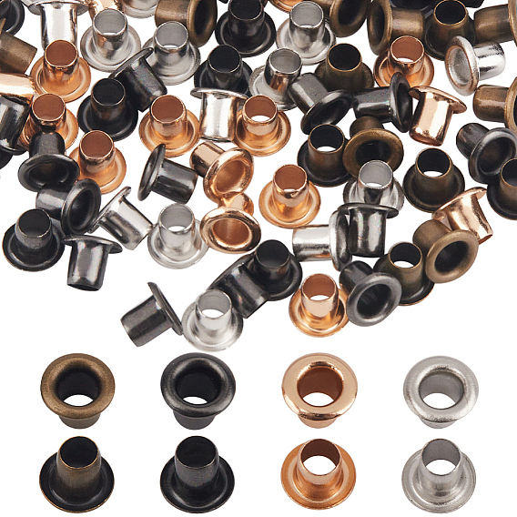 400шт. 4 цвета латунная люверсная фурнитура, плоско-круглые