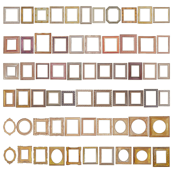 6 Sets 6 Styles Paper Self-Adhesive Photo Frame Stickers, for DIY Photo Album Diary Scrapbook Decoration