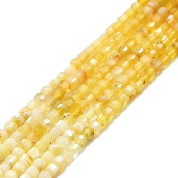 Natural Yellow Opal Beads Strands, Faceted, Cube