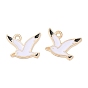 Alloy Enamel Pendants, Seagull Charms, Golden