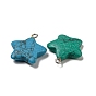Synthetic Turquoise Pendants, Star Charms with Platinum Tone Iron Loops, Dyed/Undyed