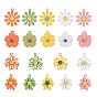 19Pcs 19 Style Spray Painted Alloy Pendants, Flower