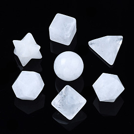 Perles de cristal de quartz naturel, perles de cristal de roche, pas de trous / non percés, style chakra, pour création de fil enroulé pendentif , 3 forme d, rond & cube & triangle & merkaba étoile & bicône & octogone & polygone