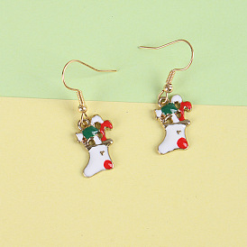 Cartoon Christmas Stocking Earrings - Festive Fashion Jewelry Gift
