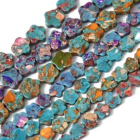 Окрашенные нити синтетических бус императорской яшмы, цветок