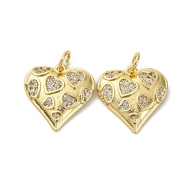 Латунные микро проложить кубического циркония подвески, сердце, долговечный, без кадмия и без свинца, стойки покрытие, с целью перехода в кольце