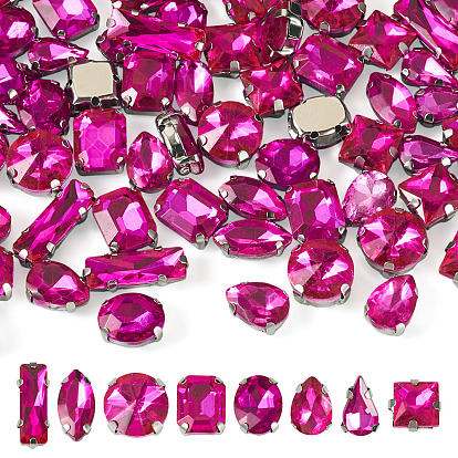 80шт 8 стили пришить стразы, многожильных ссылки, стекло горный хрусталь, с настройками латуни, аксессуары для одежды, граненые, платина, разнообразные