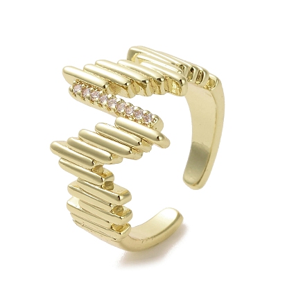 Anillo abierto de latón con micro pavé de circonita cúbica