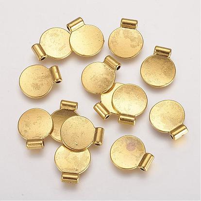 Alloy Stamping Blank Tag Charms Pendants, Cadmium Free & Lead Free, Flat Round, 12x15x3mm, Hole: 2mm