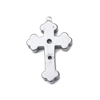 Synthetic Non-magnetic Hematite Pendant Rhinestone Settings, Cross