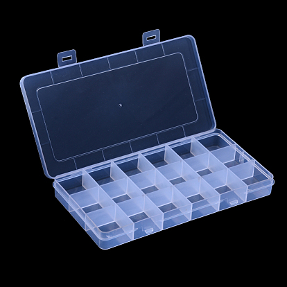 Polypropylene(PP) Bead Storage Container, 18 Compartment Organizer Boxes, Rectangle