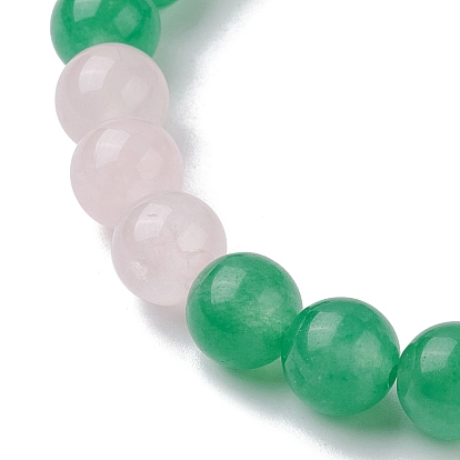 5Pcs 5 Colors Dyed Natural Malaysia Jade Round Beaded Stretch Bracelets Set, Stackable Bracelets