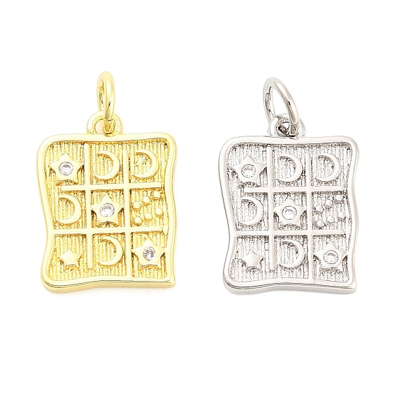 Латунные микро проложить кубического циркония подвески, прямоугольник с подвесками в виде звезд и луны, долговечный, стойки покрытие, без свинца и без кадмия, ионное покрытие (ip), с целью перехода в кольце