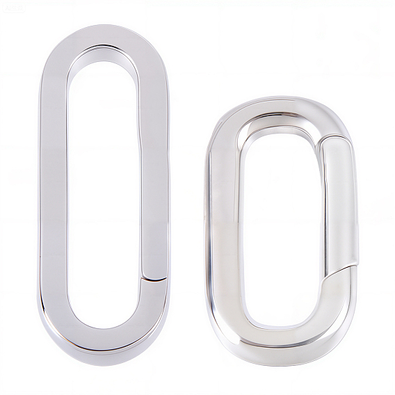 2 шт. 2 стили 925 кольца с пружинным затвором из стерлингового серебра, овальные