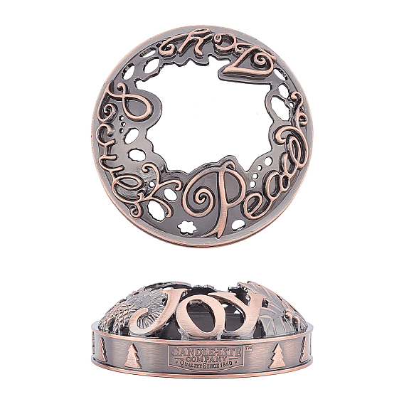 2 Pcs 2 Styles Zinc Alloy Candle Lids, for Aromatherapy Candle, Christmas Theme, Flat Round
