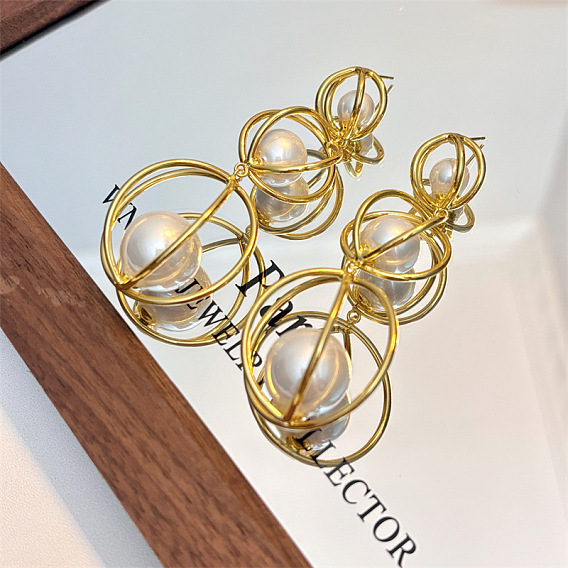 Pendientes colgantes de aleación y perlas de imitación., rondo