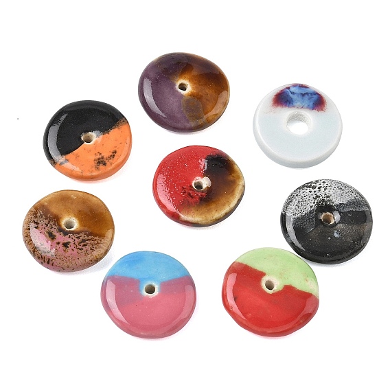 Винтажные фарфоровые бусины ручной работы, плоско-круглые