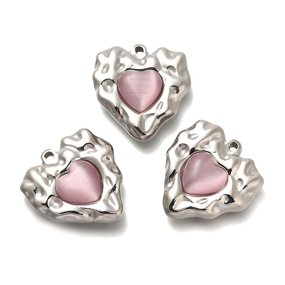 Подвески кошачий глаз, с 304 фурнитурой из нержавеющей стали, сердце