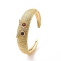 Cubic Zirconia Owl Open Cuff Bangle, Golden Brass Jewelry for Women
