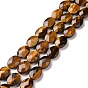 Natural Tiger Eye Beads Strands, Oval, Faceted