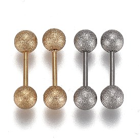 304 Stainless Steel Ball Stud Earrings, Textured, Barbell Cartilage Earrings