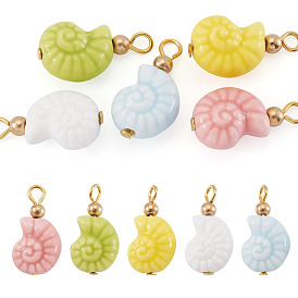 5шт. фарфоровые подвески в форме ракушки, с железной фурнитурой, золотые