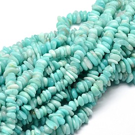 Natural Amazonite Chip Beads Strands, 5~14x4~10mm, Hole: 1mm, about 15.5 inch ~16.1 inch
