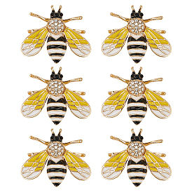 6 шт. брошь из сплава стекла в виде пчел, изысканные значки на лацкан для мужчин и женщин