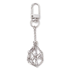 304 Stainless Steel Empty Stone Holder Chain Pouch Pendant Decorations, with Alloy Swivel Clasps