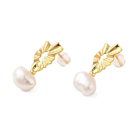 Sterling Silver Studs Earrings, with Natural Pearl, Jewely for Women, Flower