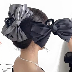 Cloth Claw Hair Clips, with Plastic, Bowknot, Hair Accessories for Women Girls