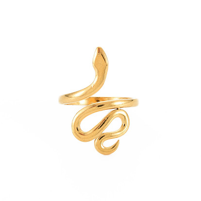 304 Stainless Steel Snake Wide Open Cuff Ring for Women