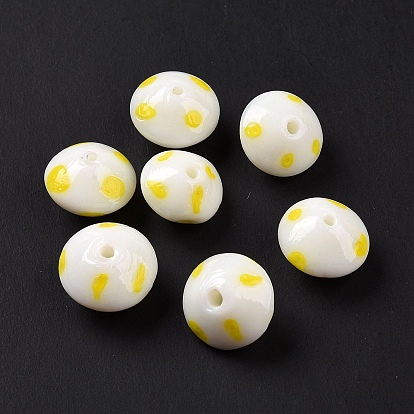 Handmade Lampwork Beads, Rondelle with Polka Dots Pattern