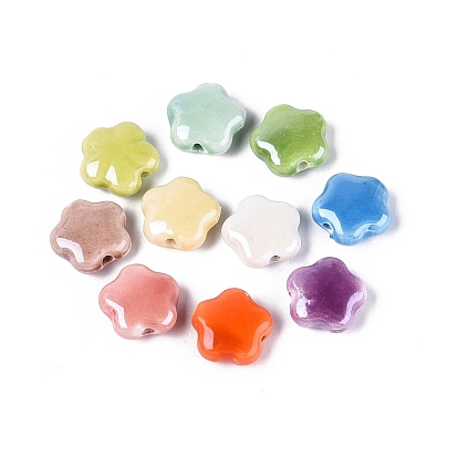 Фарфоровые бусины ручной работы, яркие глазированный фарфор, цветок