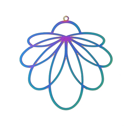 201 подвески из травленого металла из нержавеющей стали, цветочный шарм