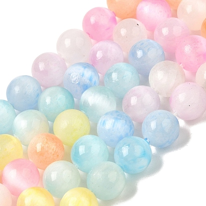 Hilos de cuentas teñidas de selenita natural en color degradado, rondo