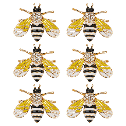 6 шт. брошь из сплава стекла в виде пчел, изысканные значки на лацкан для мужчин и женщин