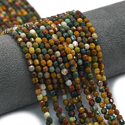 Океан Природный яшмы бисер нитей, энергетическая призматическая огранка с двойными концами бусины, граненые двухконусные