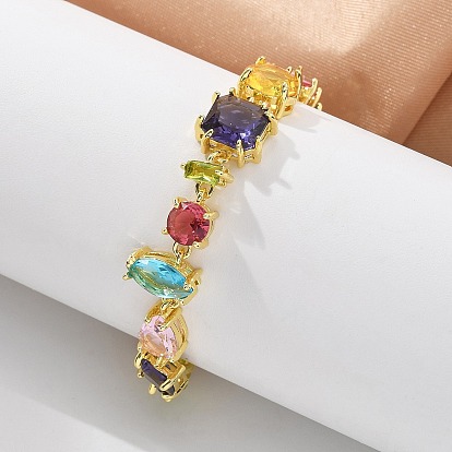 Браслеты из латуни с микропаве и фианитами для женщин, стойки покрытие, долговечный, без свинца и без кадмия